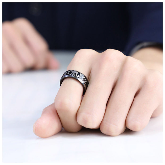 black tungsten ring with cross