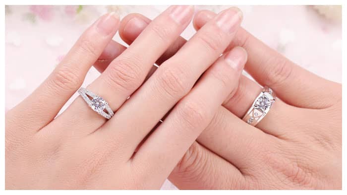 Cubic Zirconia Engagement Rings Set for Couples