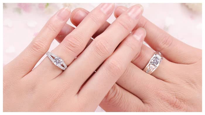 Cubic Zirconia Engagement Rings Set for Couples