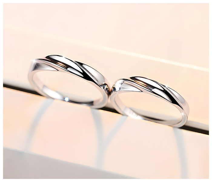 silver simple couple ring