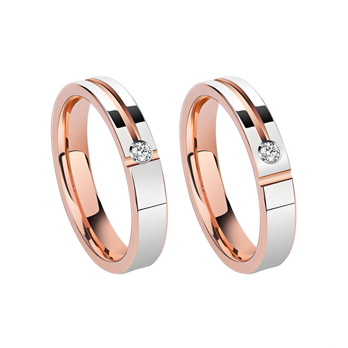 tungsten womens white and rose gold engagement ring