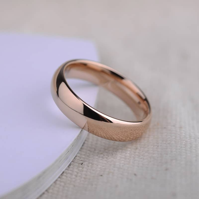 (image for) Engravable Tungsten Wedding Bands, Domed Rose Gold / Gold / Black Tungsten Carbide Wedding Ring Band - 4mm - 6mm, Matching Couple Jewelry Set for Him and Her