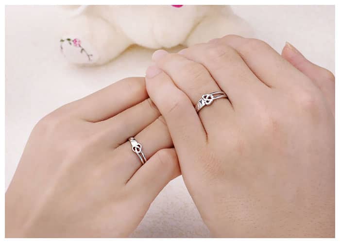 Love Knot Matching Heart Rings