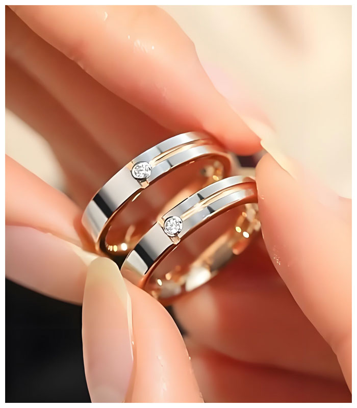 tungsten womens white and rose gold engagement ring