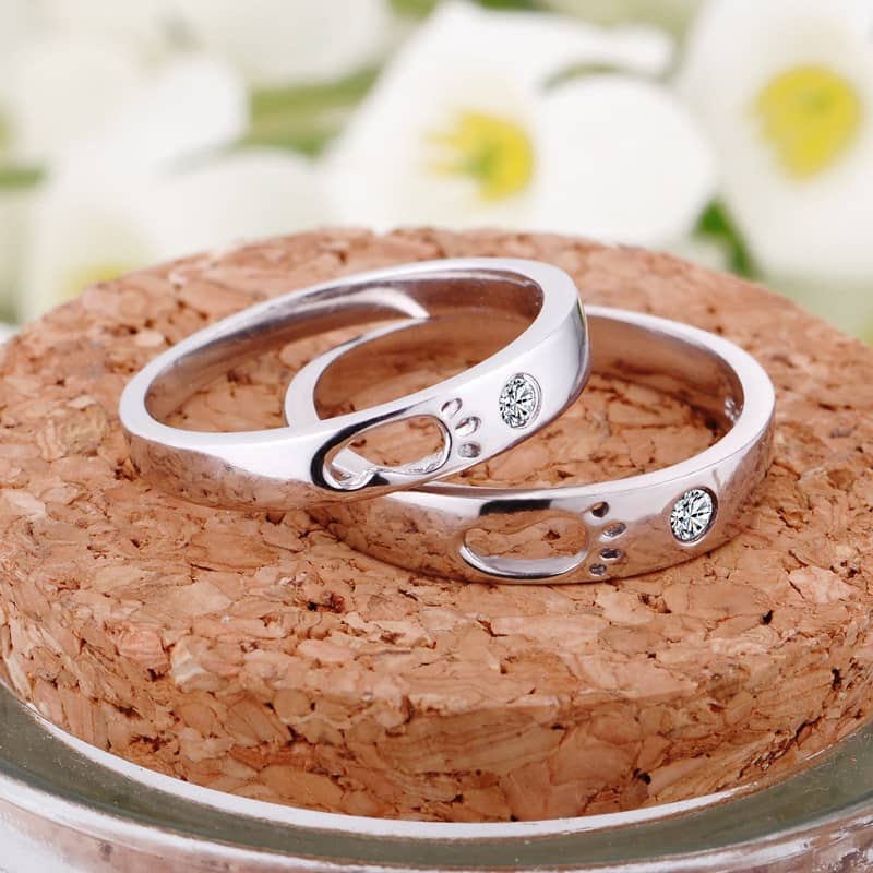 2 Matching Rings Couple Ring Yellow Gold Plated Heart 1CT CZ Women Wedding  Ring Sets Female - Walmart.com