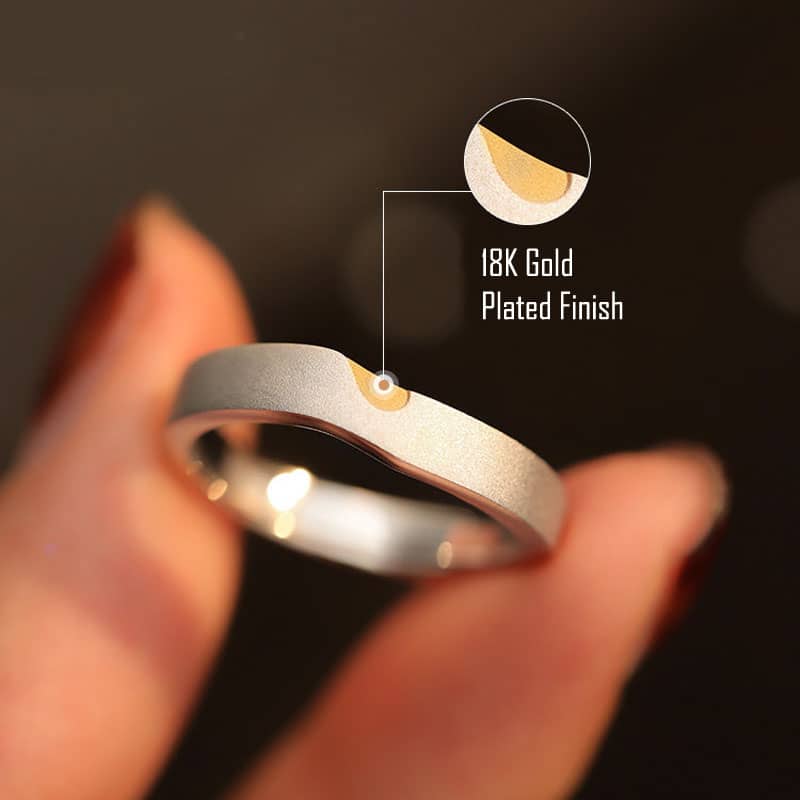 (image for) Love You Matching Wave Heart Rings For Couples - Matte Finish