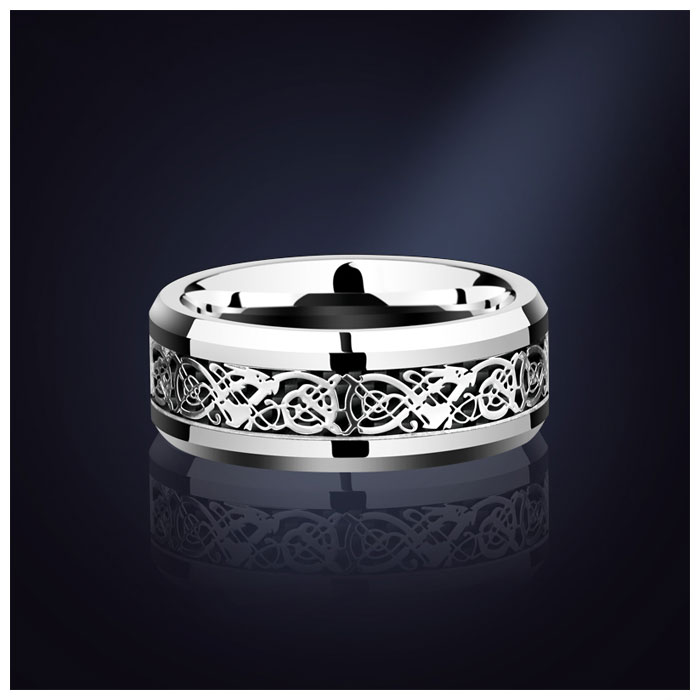 celtic dragon tungsten carbide wedding band