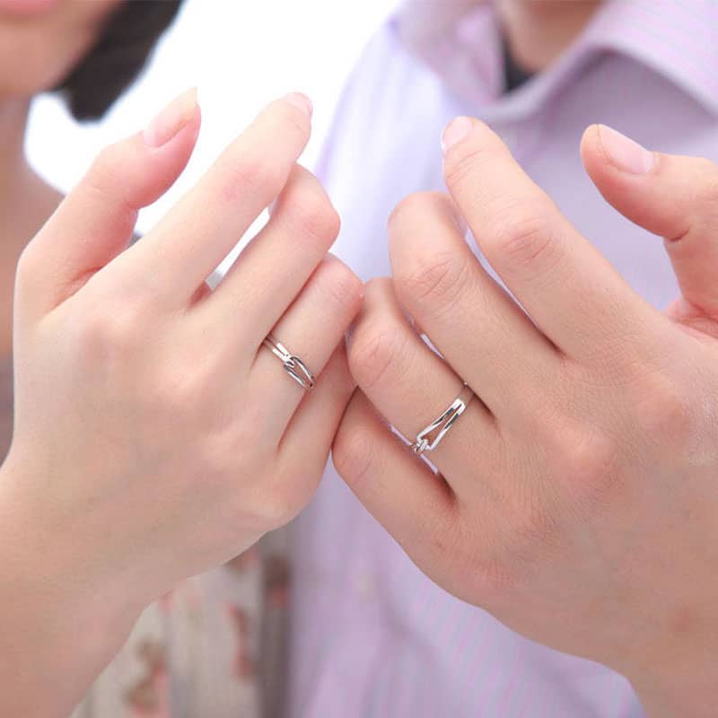 Interlocking Couple Promise Rings Set for Women and Men, Simple