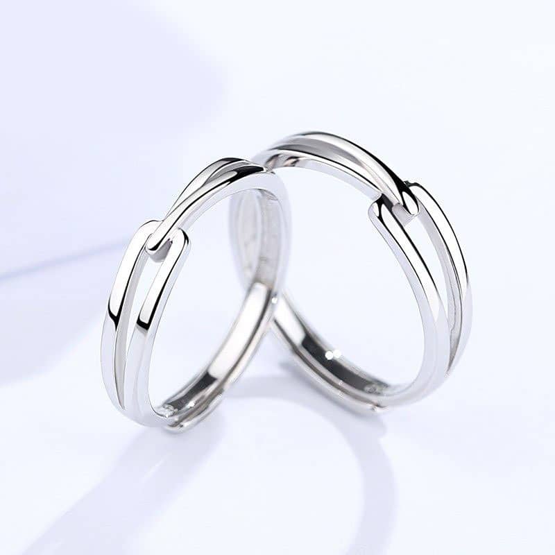 Interlocking Couple Promise Rings Set for Women and Men, Simple Cute
