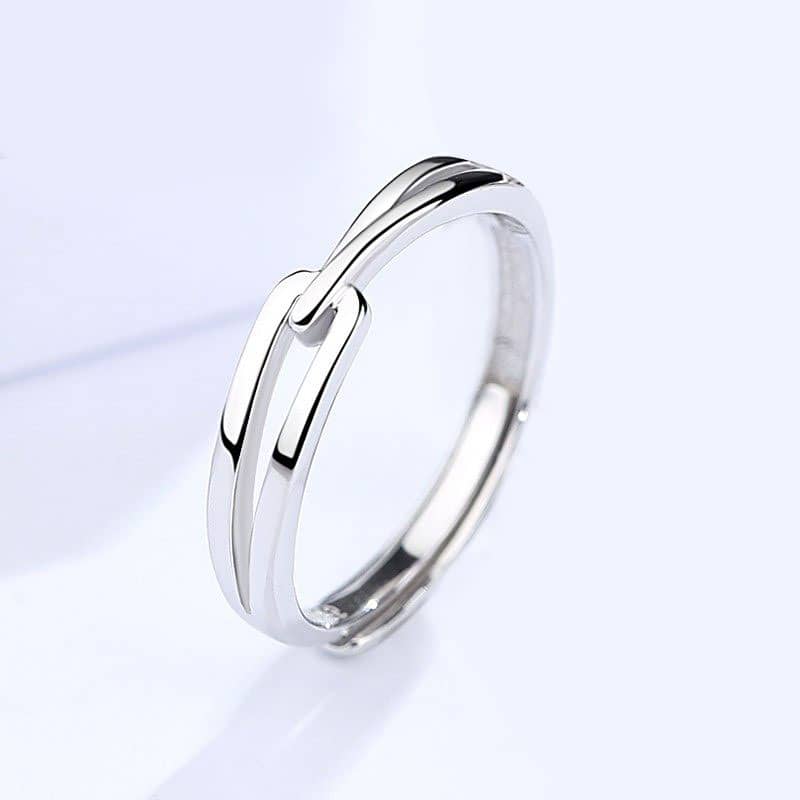 (image for) Interlocking Couple Promise Rings Set for Women and Men, Simple Cute Wedding Ring Band in 925 Sterling Silver, Matching His and Hers Jewelry for Couples