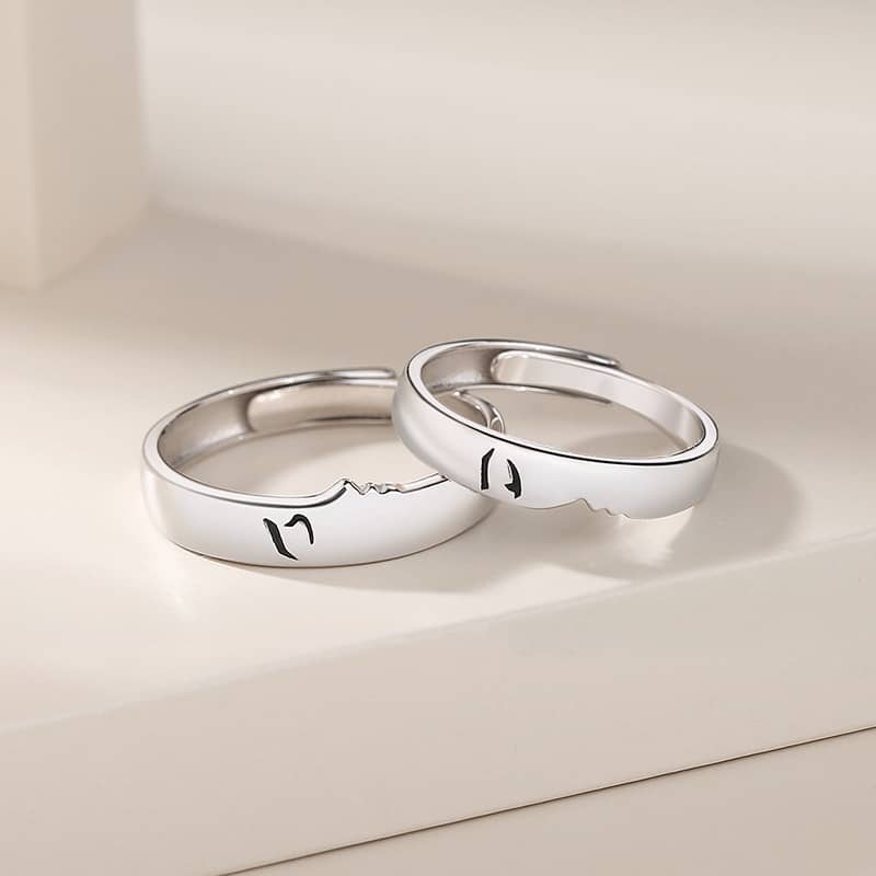 (image for) Give Me A Kiss Sterling Silver Adjustable Matching Rings For Couples
