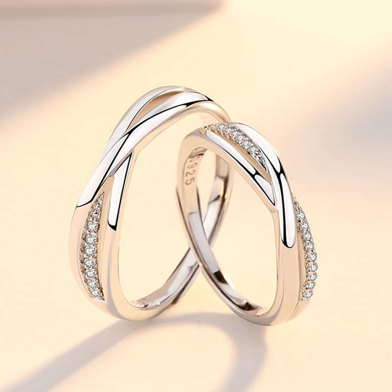 (image for) Matching His And Hers X Infinity Diamond Promise Rings For Couples In Sterling Silver