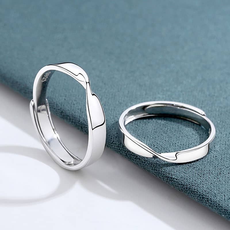 (image for) Mobius Strip Matching Couples Promise Rings Set In Sterling Silver