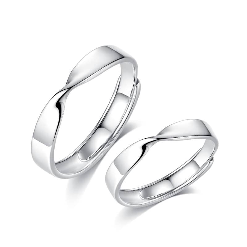 (image for) Mobius Strip Matching Couples Promise Rings Set In Sterling Silver