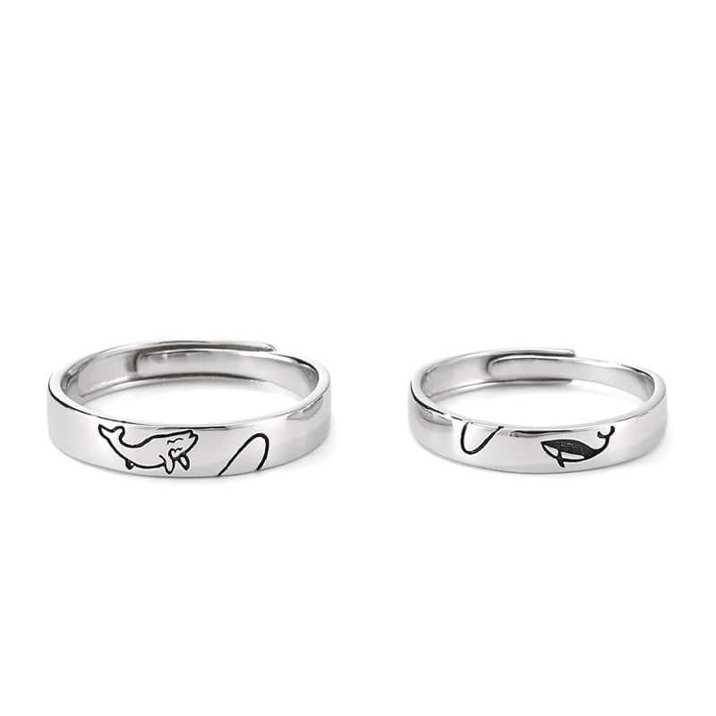 (image for) I Whale Always Love You Matching Couple Whale Rings In Sterling Silver