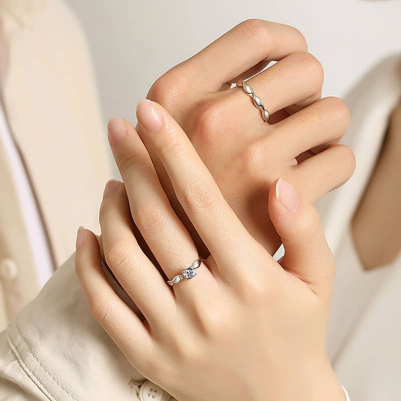 (image for) Twisted Infinity Sterling Silver Matching Promise Rings Set With CZ Diamond