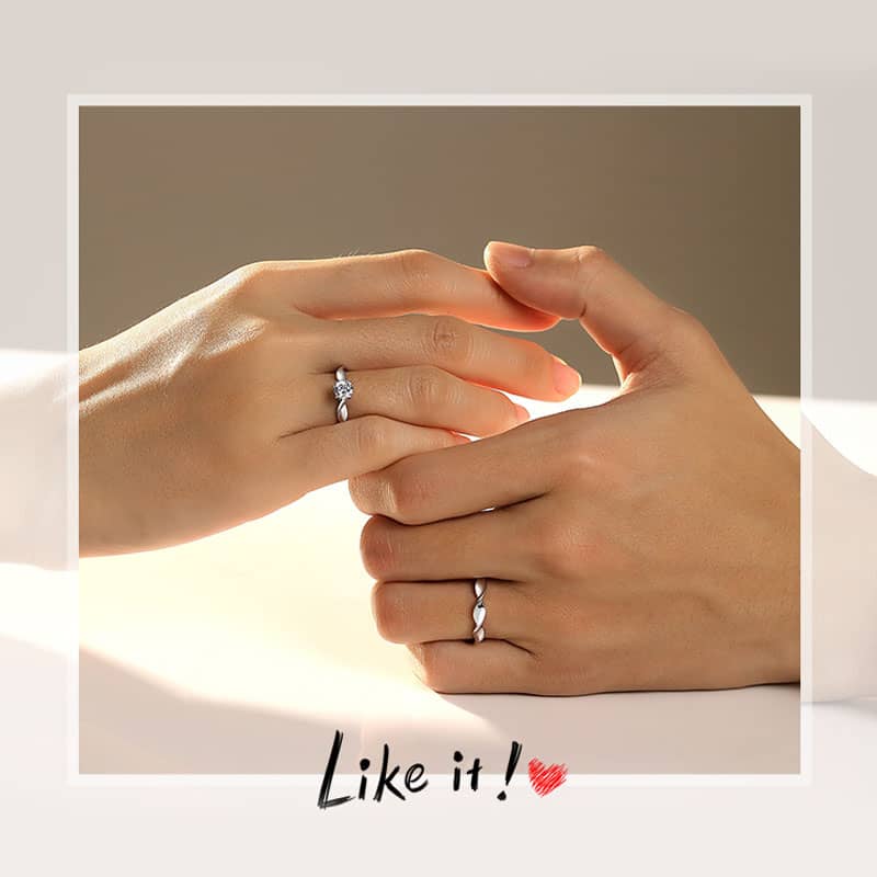 (image for) Twisted Infinity Sterling Silver Matching Promise Rings Set With CZ Diamond