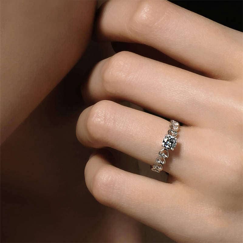 CZ Diamond Cross Wedding Band and Heart Link Engagement Ring Set, Personalized Promise Rings in 925 Sterling Silver, Matching His and Hers Jewelry for Couples (image for) CZ Diamond Cross Wedding Band and Heart Link Engagement Ring Set, Personalized Promise Rings in 925 Sterling Silver, Matching His and Hers Jewelry for Couples