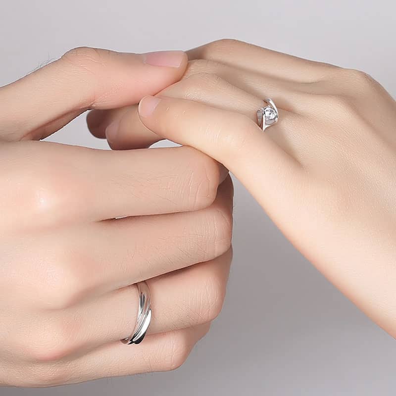 (image for) Infinity Diamond Cheap Matching Heart Rings Set In Sterling Silver