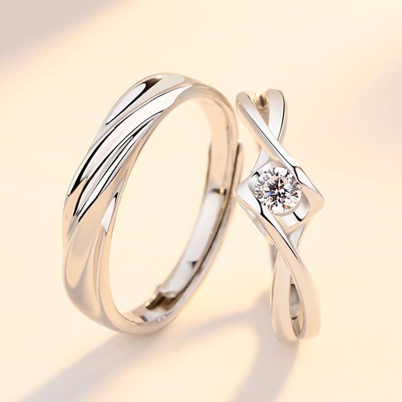 (image for) Infinity Diamond Cheap Matching Heart Rings Set In Sterling Silver