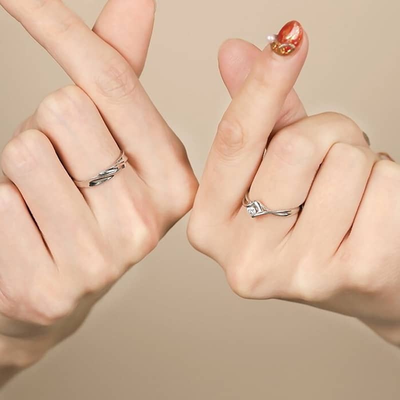 (image for) Infinity Diamond Cheap Matching Heart Rings Set In Sterling Silver