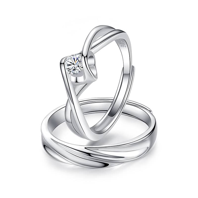 (image for) Infinity Diamond Cheap Matching Heart Rings Set In Sterling Silver