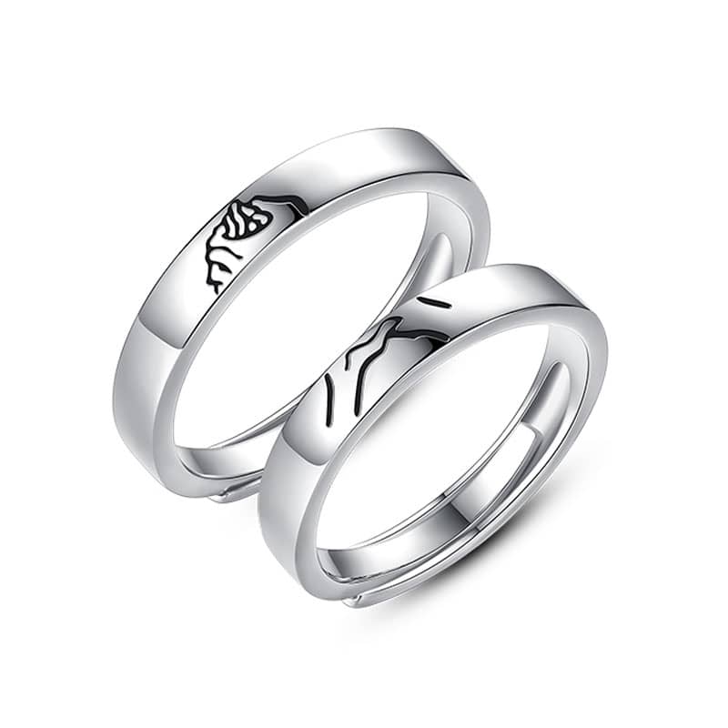 (image for) Hand In Hand Matching Couple Holding Hands Rings In Sterling Silver