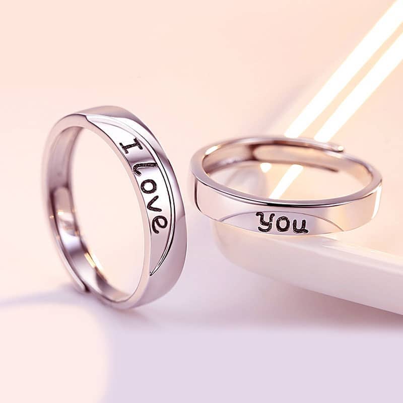 I Love You Black Engraved Matching Couple Rings Set In Sterling Silver (image for) I Love You Black Engraved Matching Couple Rings Set In Sterling Silver