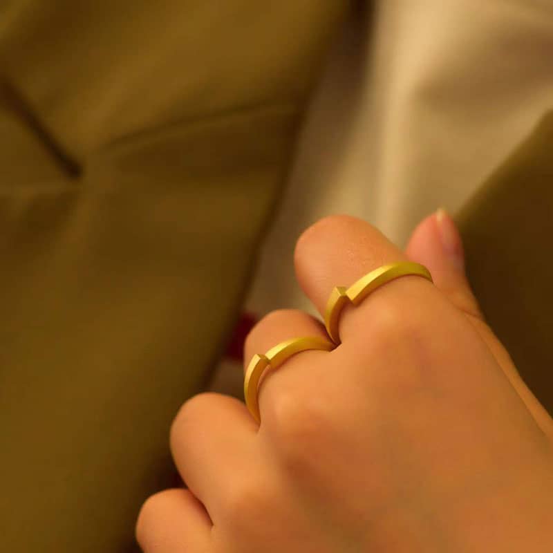 (image for) Matching Infinity Couple Rings Gold Plated Sterling Silver Simple Set For Best Friends