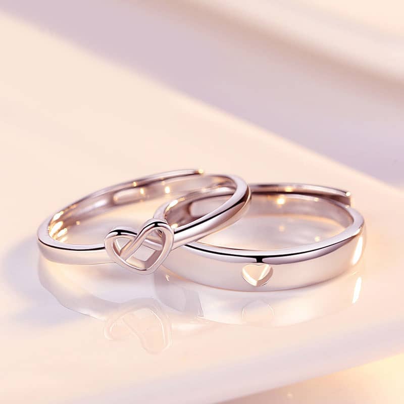 (image for) Infinity Heart Knot Cute Matching Couples Promise Rings Set In Sterling Silver