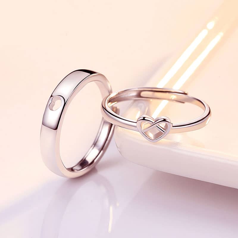 (image for) Infinity Heart Knot Cute Matching Couples Promise Rings Set In Sterling Silver