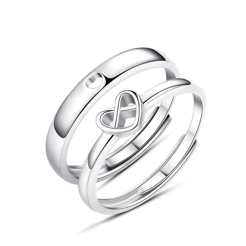 (image for) Infinity Heart Knot Cute Matching Couples Promise Rings Set In Sterling Silver