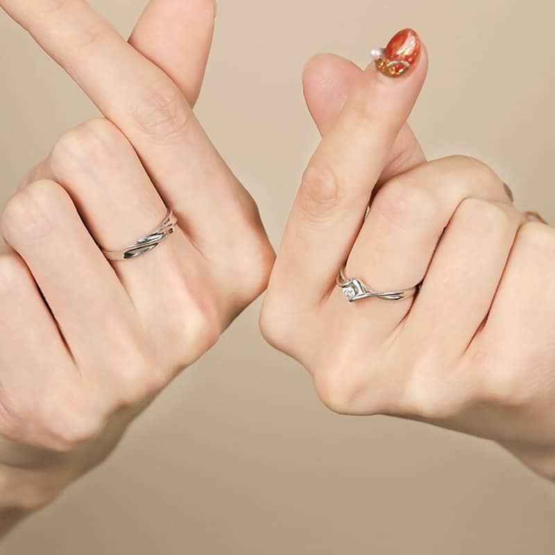 (image for) Infinity Heart Promise Matching Rings For Couples In Sterling Silver