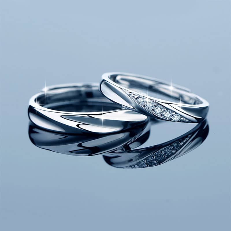 (image for) Sterling Silver Matching Infinity Promise Rings For Couples With CZ Diamond Accents