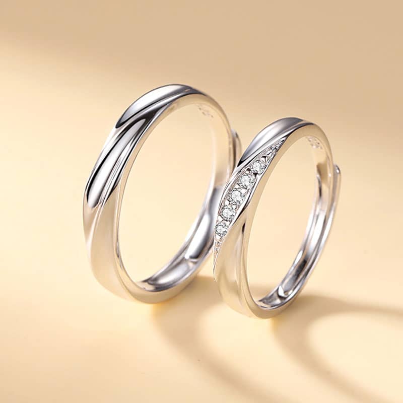 (image for) Sterling Silver Matching Infinity Promise Rings For Couples With CZ Diamond Accents