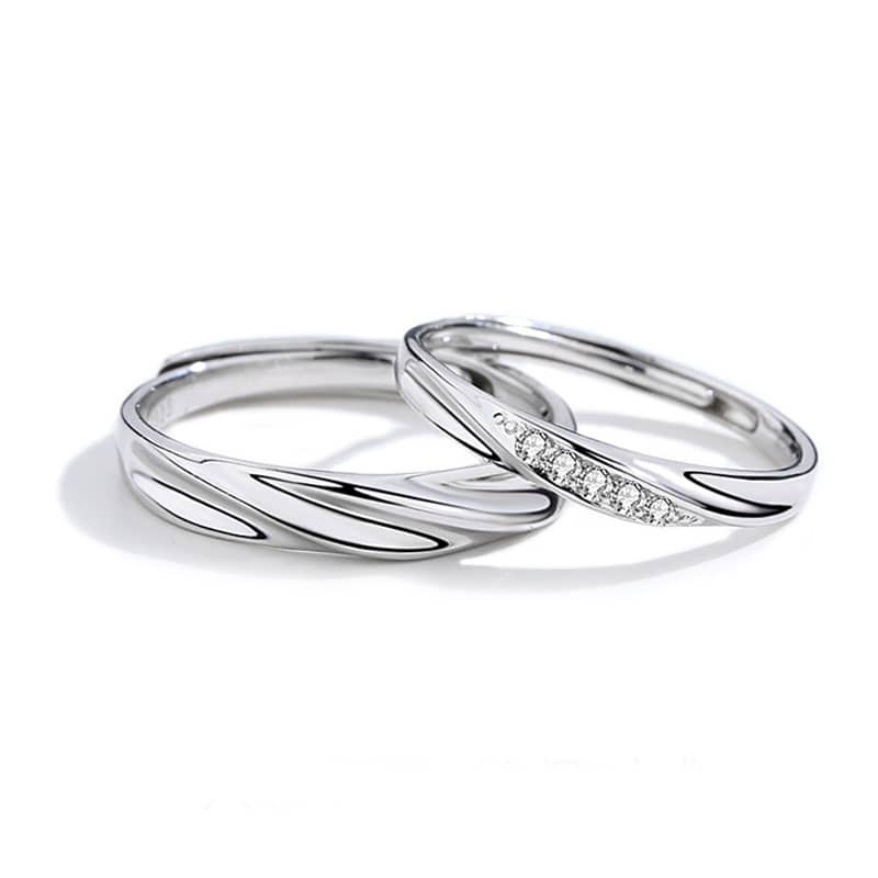 (image for) Sterling Silver Matching Infinity Promise Rings For Couples With CZ Diamond Accents