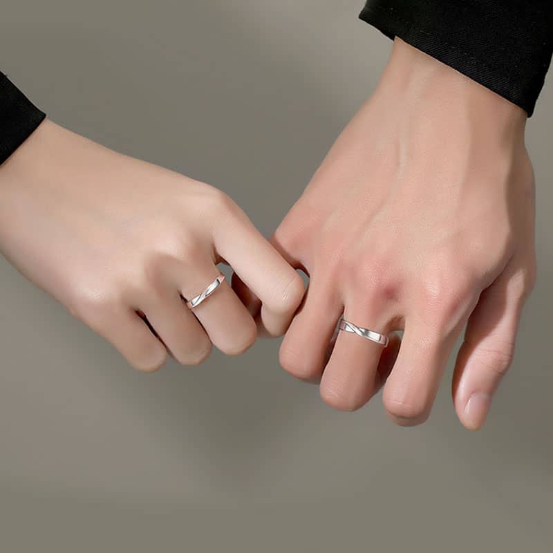 (image for) Sterling Silver Matching Couples Infinity X Rings Set With Center Satin Finish