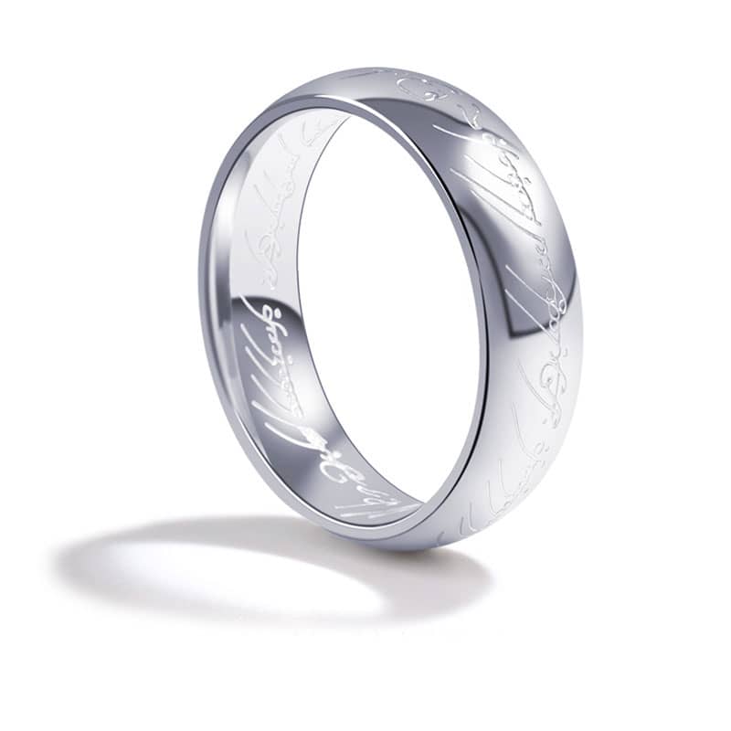 (image for) Lotr Engraved His and Hers Matching Wedding Ring Band Set for Couples in Titanium Steel