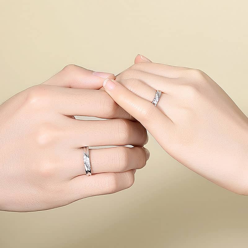 (image for) Sterling Silver Men And Women Infinity Matching Promise Rings With Diamond Accents