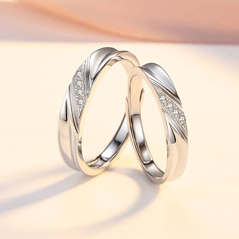 (image for) Sterling Silver Men And Women Infinity Matching Promise Rings With Diamond Accents