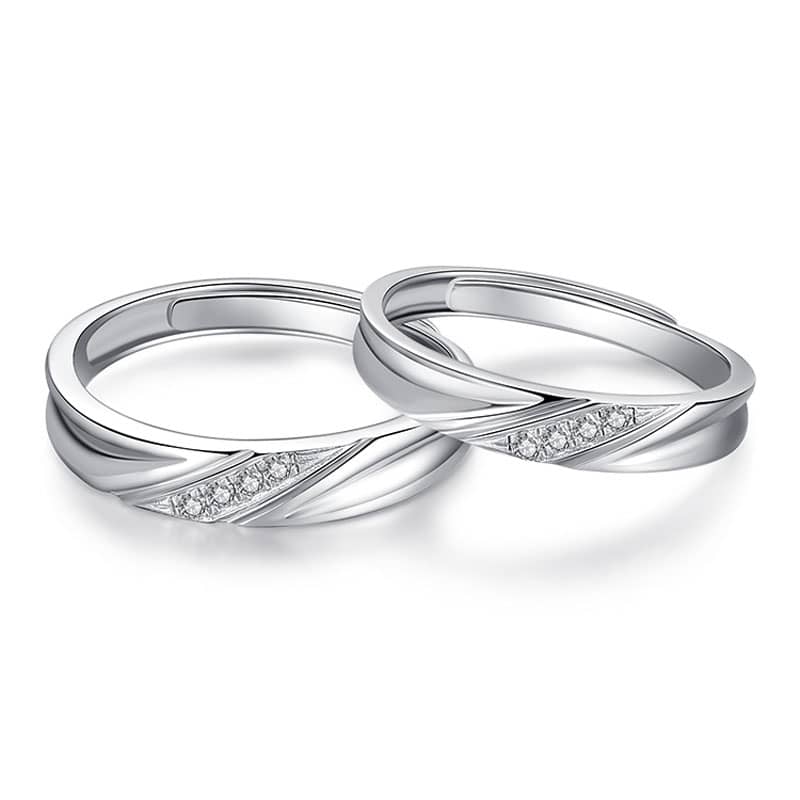 (image for) Sterling Silver Men And Women Infinity Matching Promise Rings With Diamond Accents