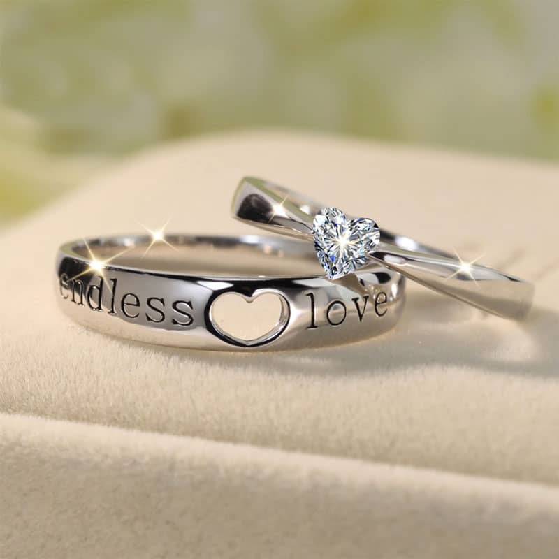 Gnzoe Wedding Rings Engagement Heart Love Stainless Steel Rings Set With 2 Rings 