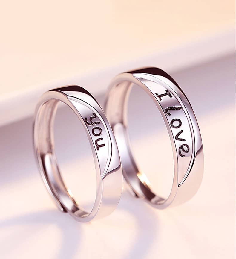 (image for) Sterling Silver Matching Couple Promise Rings That Says I Love You