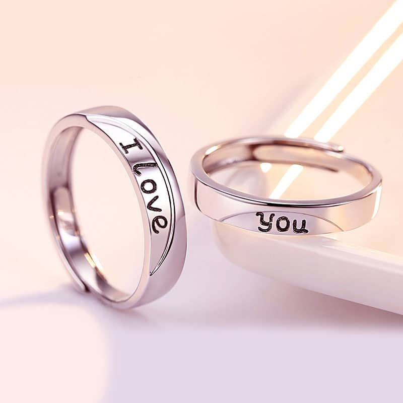 (image for) Sterling Silver Matching Couple Promise Rings That Says I Love You