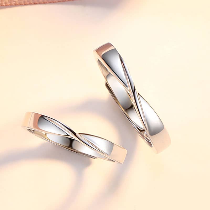 (image for) Matching Couples Sterling Silver Mobius Rings Set For Him And Her