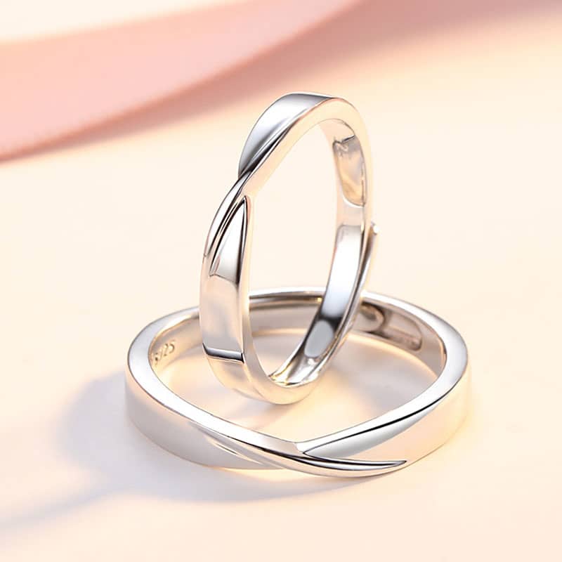 (image for) Matching Couples Sterling Silver Mobius Rings Set For Him And Her