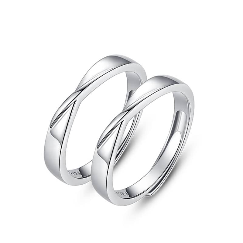 (image for) Matching Couples Sterling Silver Mobius Rings Set For Him And Her