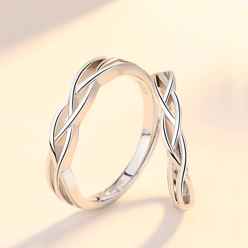 (image for) Sterling Silver Wire Weave Infinity His And Hers Matching Rings For Couples