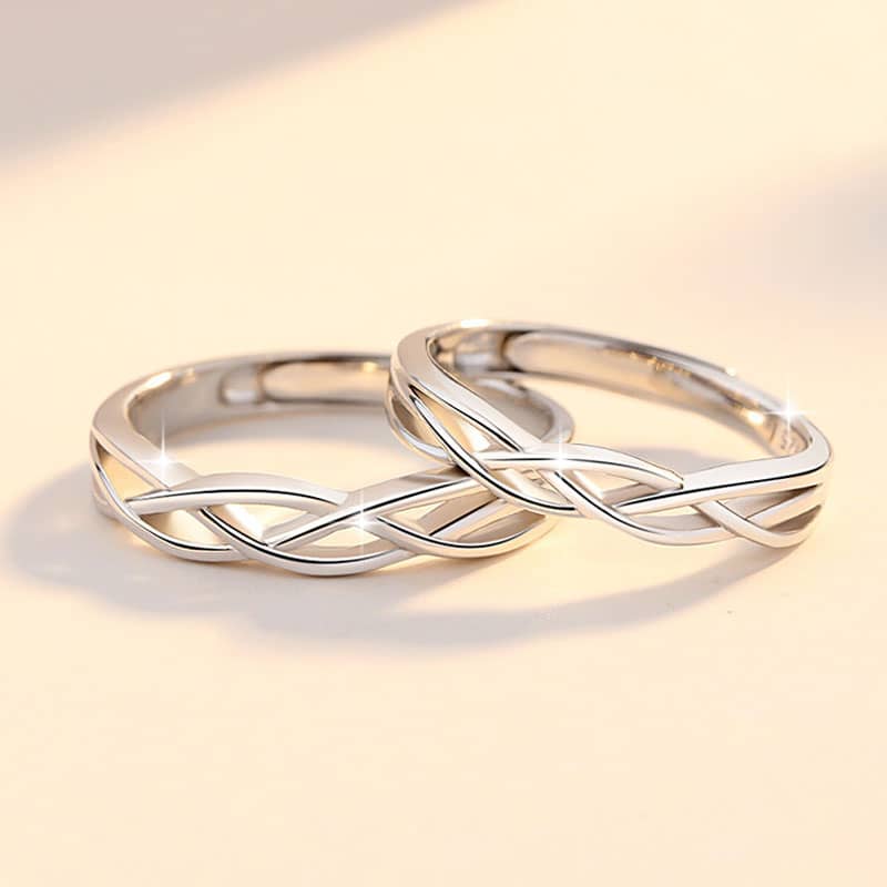 (image for) Sterling Silver Wire Weave Infinity His And Hers Matching Rings For Couples