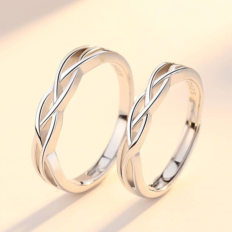 (image for) Sterling Silver Wire Weave Infinity His And Hers Matching Rings For Couples